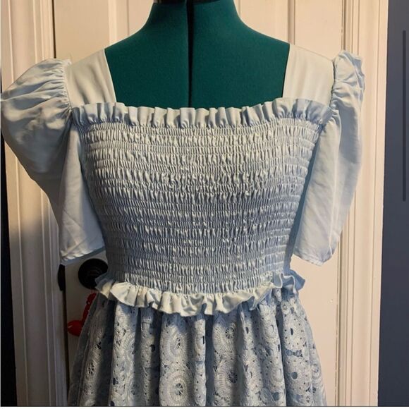 Rachel Parcell Blue Lace Smocked Waist Dress Size XS - Picture 4 of 10